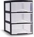 Plasticforte Ladeblokje/bureau organizer met 3x lades - transparant/zwart