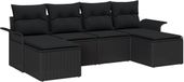 vidaXL Tuinbank Set Zwart Poly Rattan 4 Zitplaatsen