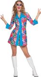 Wilbers & Wilbers Hippie Kostuum Seventies Block Party Particia Vrouw Blauw, Multicolor Maat 44