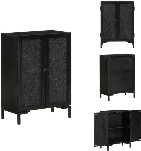vidaXL Dressoir 55x30x77 cm massief mangohout en ijzer zwart
