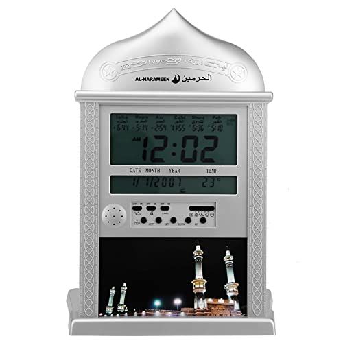 Fafeicy Azan Islamitische Klok Gebed Klok Islamitische Klokken, 1 St Islamitische Gebed Klok, Bidden Azan Athan Alarm Muur Klok, Zilver Met Pen