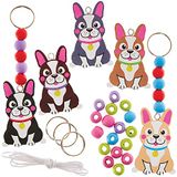 Baker Ross FX695 Bulldog Sleutelhanger en Tassenhanger Sets - Set van 5, Knutselsets met accessoires voor kinderen
