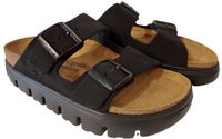Birkenstock Papillio Slipper Arizona Pap Chunky 1028403 Cuir Noir Étroit