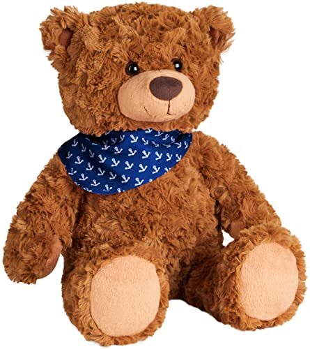 BRUBAKER Teddy pluche beer met anker bandana blauw - 42 cm - Vintage Teddybeer pluche knuffel - Zacht speelgoed met extra zachte vacht - Bruin knuffeldier