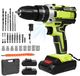 Perceuse à percussion sans fil 21V - Perforateur/visseuse - Moteur sans balai 750W - 1350 tr/min - 2 batteries - Vitesse variable - Vert