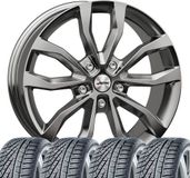 Tunershop Uteca TITAN 4 winterbanden, all-weather compleet wielsets voor VW Arteon, Beetle, Golf VII, Passat, Sharan, Touran, T-Roc, 7,5x17 inch, 225/50 R17, 98V, Hankook