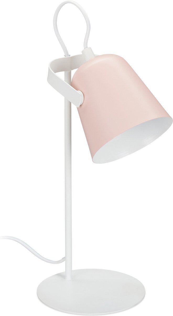 Relaxdays bureaulamp metaal - kantelbare lampenkap - 39x15 cm - tafellamp -diverse kleuren - roze