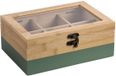 Kesper Theedoos - 6-vaks - groen - bamboe - 21 x 15 x 9 cm - theekist - kunststof kijkvenster