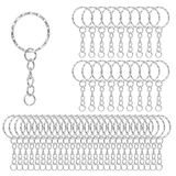 Cozary 100 stuks sleutelhangers, ringenset, 25 mm sleutelring met ketting en splitring, sleutelringen, ketting, voor knutselwerk, sieraden maken, sleutelhangers maken, zilver