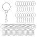 Cozary 100 stuks sleutelhangers, ringenset, 25 mm sleutelring met ketting en splitring, sleutelringen, ketting, voor knutselwerk, sieraden maken, sleutelhangers maken, zilver