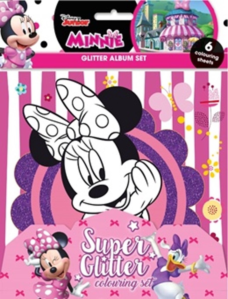 Disney Minnie Mouse Glitter Album set - 6 kleurplaten met glitters - 21,5 x 27,5 cm