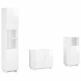 vidaXL Badkamerkast - set - 3 - st - Hoogglans - Wit - Bewerkt - hout