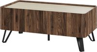 en.casa Salontafel Trorlon 100x50x40 cm walnootkleurig en travertijn