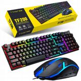 R2 INVEST Gaming Gamer Kit-LED-verlicht toetsenbord + USB optische muis, ergonomisch, RGB