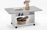 FMD Salontafel met wieltjes betongrijs en wit