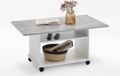 FMD Salontafel met wieltjes betongrijs en wit