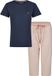 By Louise Essential Dames Capri Pyjama Driekwart Gestreept Blauw - Maat XL