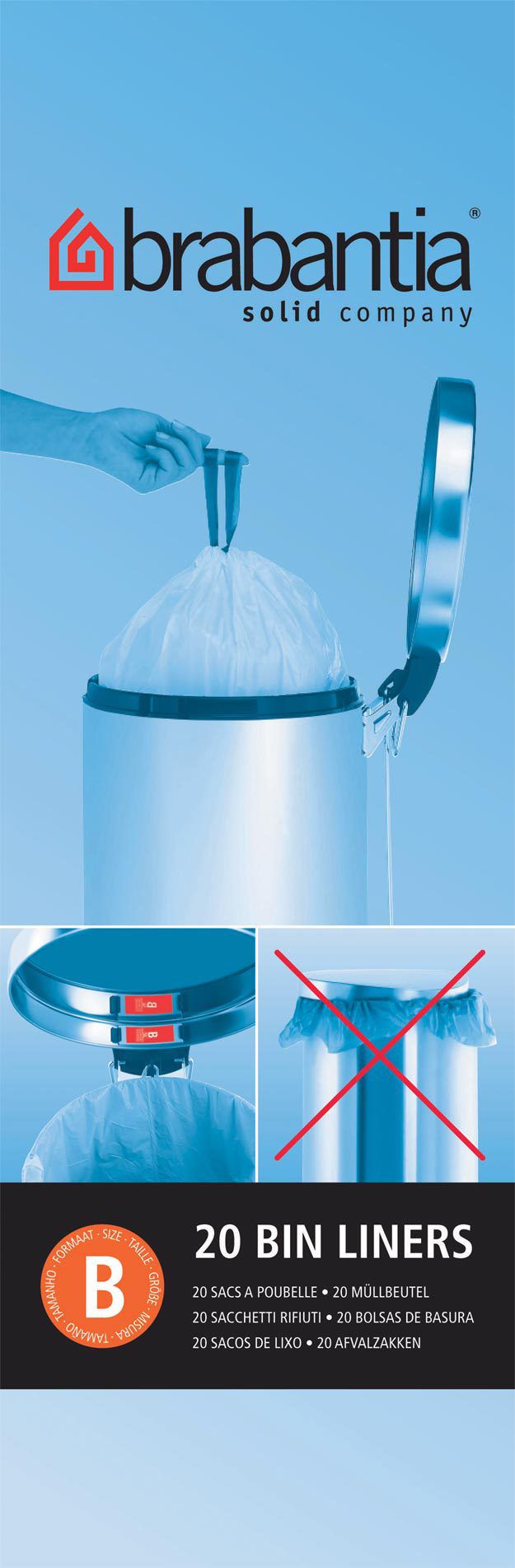 Brabantia B - Afvalzakken - 5,0 liter - wit - 240 stuks