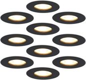 HOFTRONIC Bari LED Inbouwspots Zwart - Set van 10 - IP65 - GU10 - 2700K Warm Wit