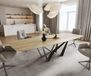 DELIFE Table à manger Edge Boot 200-300x120 cm Céramique Laminam® Sabbia Chêne Graphite Spider Acier inoxydable plat extensible