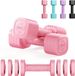 Poids réglables - Set de poids - 2 x 2,5 kg - 4-en-1 - Poignée antidérapante - Entraînement de force - Rose