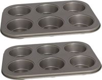 Gerimport Gerim - 2x Muffins/cupcakes bakvorm/blik voor 6x stuks 26 x 18 cm