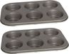 Gerimport Gerim - 2x Muffins/cupcakes bakvorm/blik voor 6x stuks 26 x 18 cm