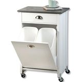 Kesper Keukenwagen met afvalscheidingssysteem, materiaal: vezelplaat, kunststof, afmetingen: B 50 x H 79 x D 37 cm, kleur: wit, grijs