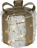 Countryfield Kerstkado met 20 leds warm-wit sneeuw glittergoud