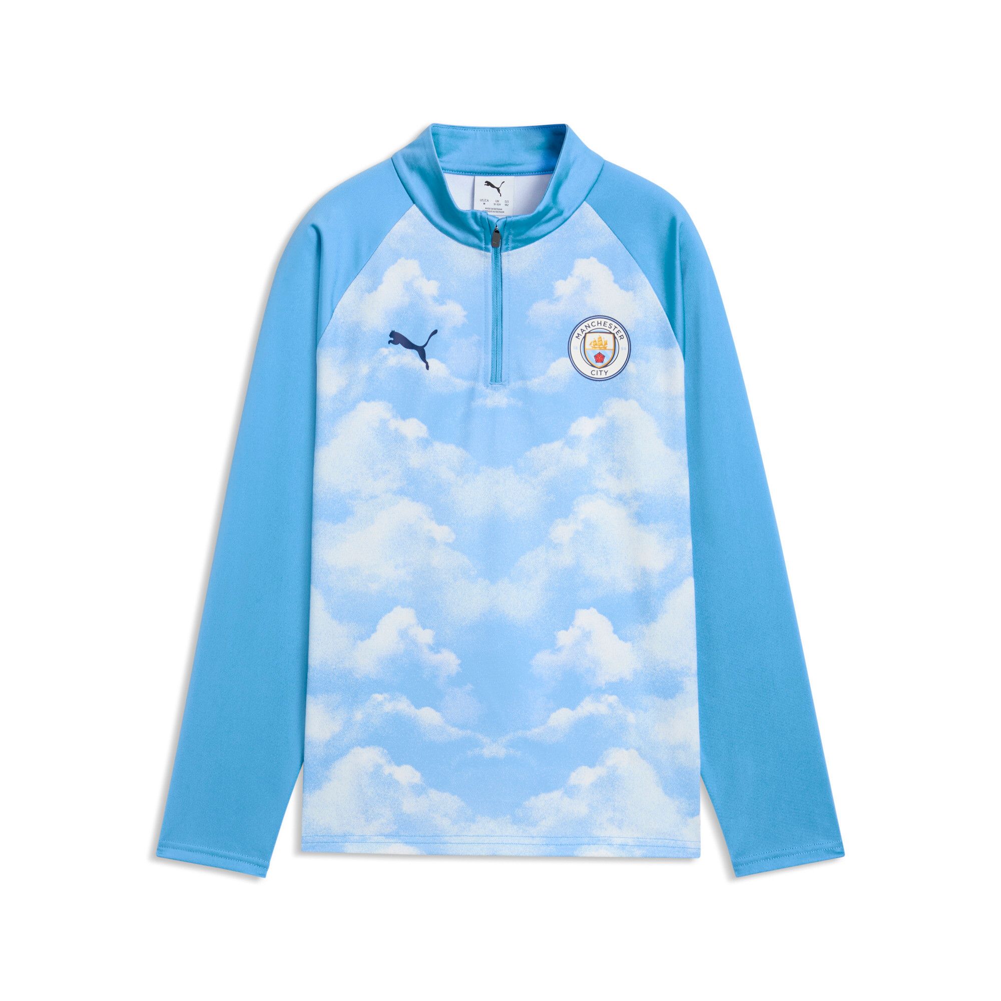 PUMA Manchester City Trainingsshirt Kwartrits Warm Up - Ijsblauw Kids - Maat 152 cm