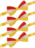 PartyXplosion Carnaval verkleed strikje - 4x - Oeteldonk - rood/geel/wit - Den Bosch - 12 x 6 cm - clipsluiting