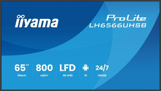 iiyama LH6566UHSB-B1AG 65-inch 4K UHD LCD Digitale Signage Display Zwart