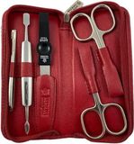Pfeilring Manicureset 15 x 8 cm Nappaleer/Staal Rood 6-delig