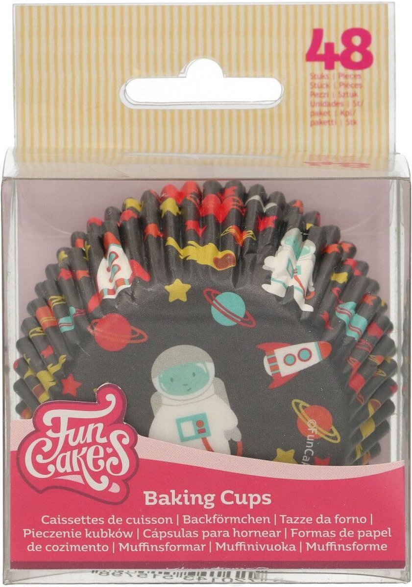 FunCakes Baking Cups Space: Perfect voor ruimte thema cupcakes, Cupcakes en meer, Taart decoratie, pk/48