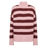 Soyaconcept Gebreide Gestreepte Trui met Wol - Roze