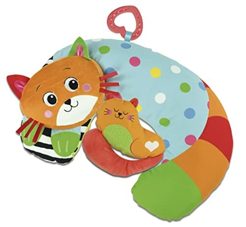 Clementoni - Kitty Cat kussen ter ondersteuning van de spierontwikkeling en kruipen, Tummy Time Baby-100% wasbaar, meerkleurig, 17800