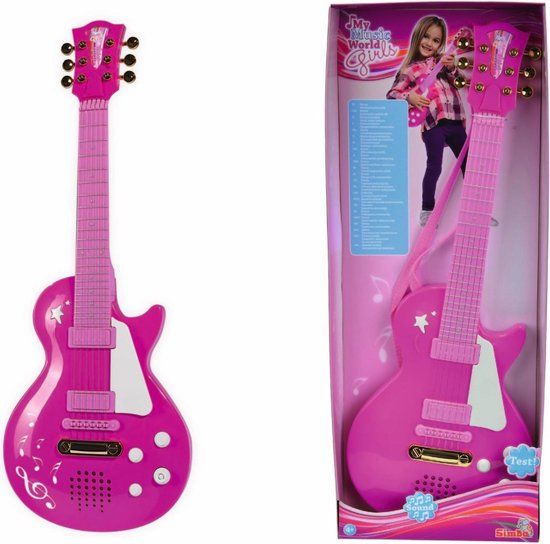 Simba-Dickie My Music World Girls Rock Gitaar Roze 6 Snaren Kunststof