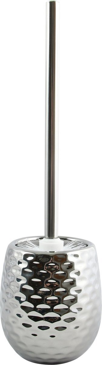 MSV Toiletborstel houder Phoenix - keramiek - zilver - 41 x 11 cm
