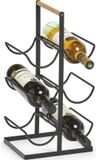 Zeller wijnrek - staand - 6 flessen - metaal - zwart - 46 cm