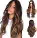 Merkloos Lange Bruine Golvende Pruik voor Dames