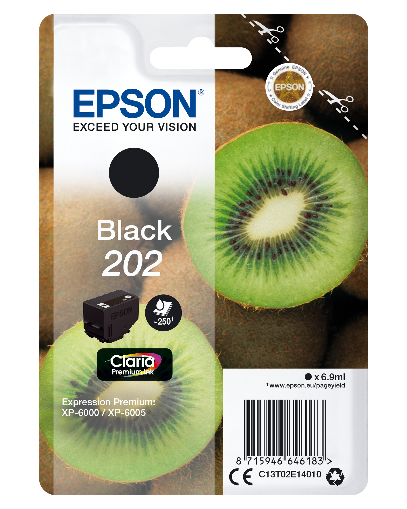 Epson Kiwi Singlepack Black 202 Claria Premium Ink single pack / zwart
