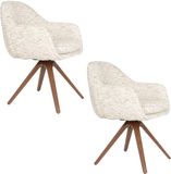 Housecraft Living Batoul Eetkamerstoelen Armleuning Beige - Set van 2