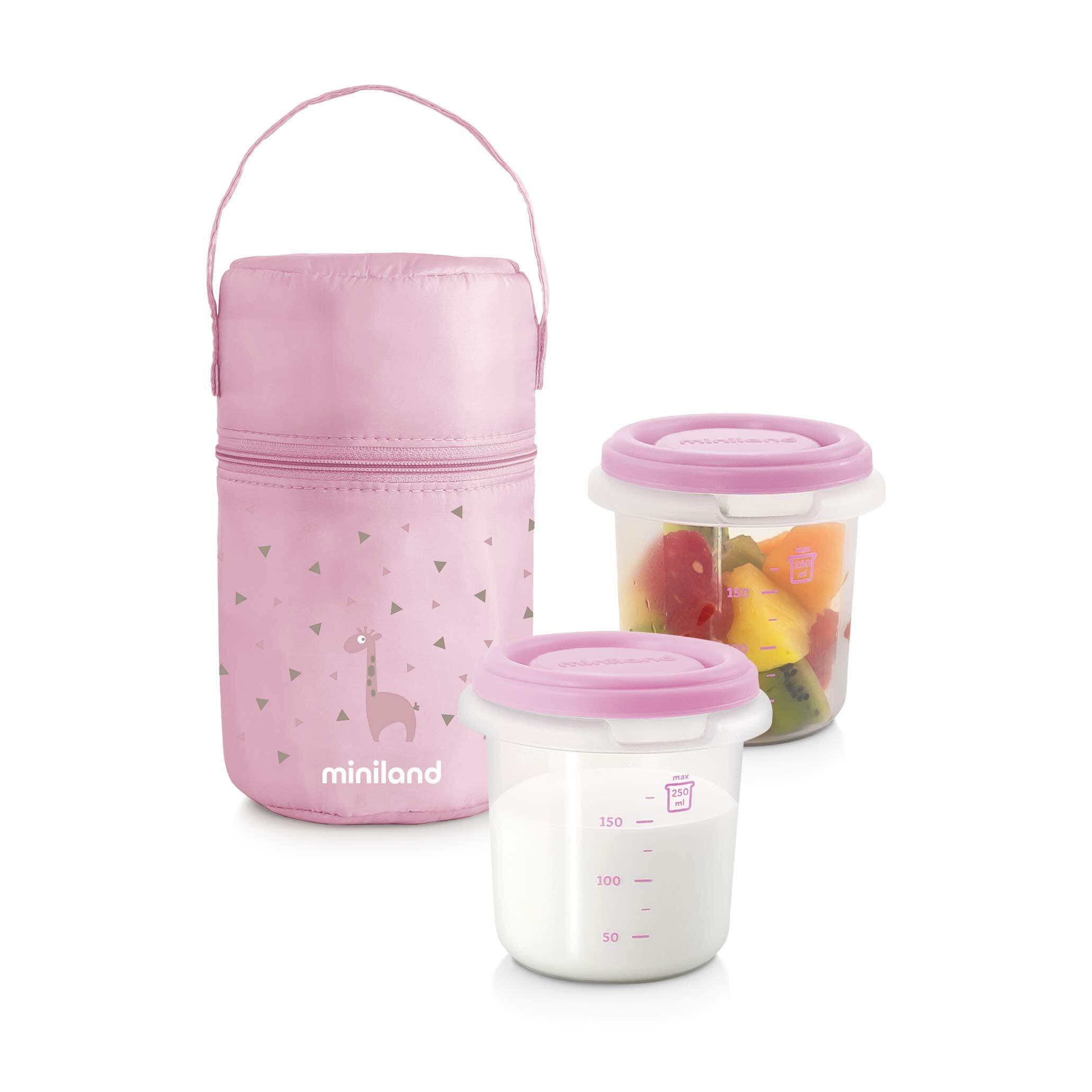 Miniland pack-2-go hermisized Voedingsbakje met opwarmzakje pink