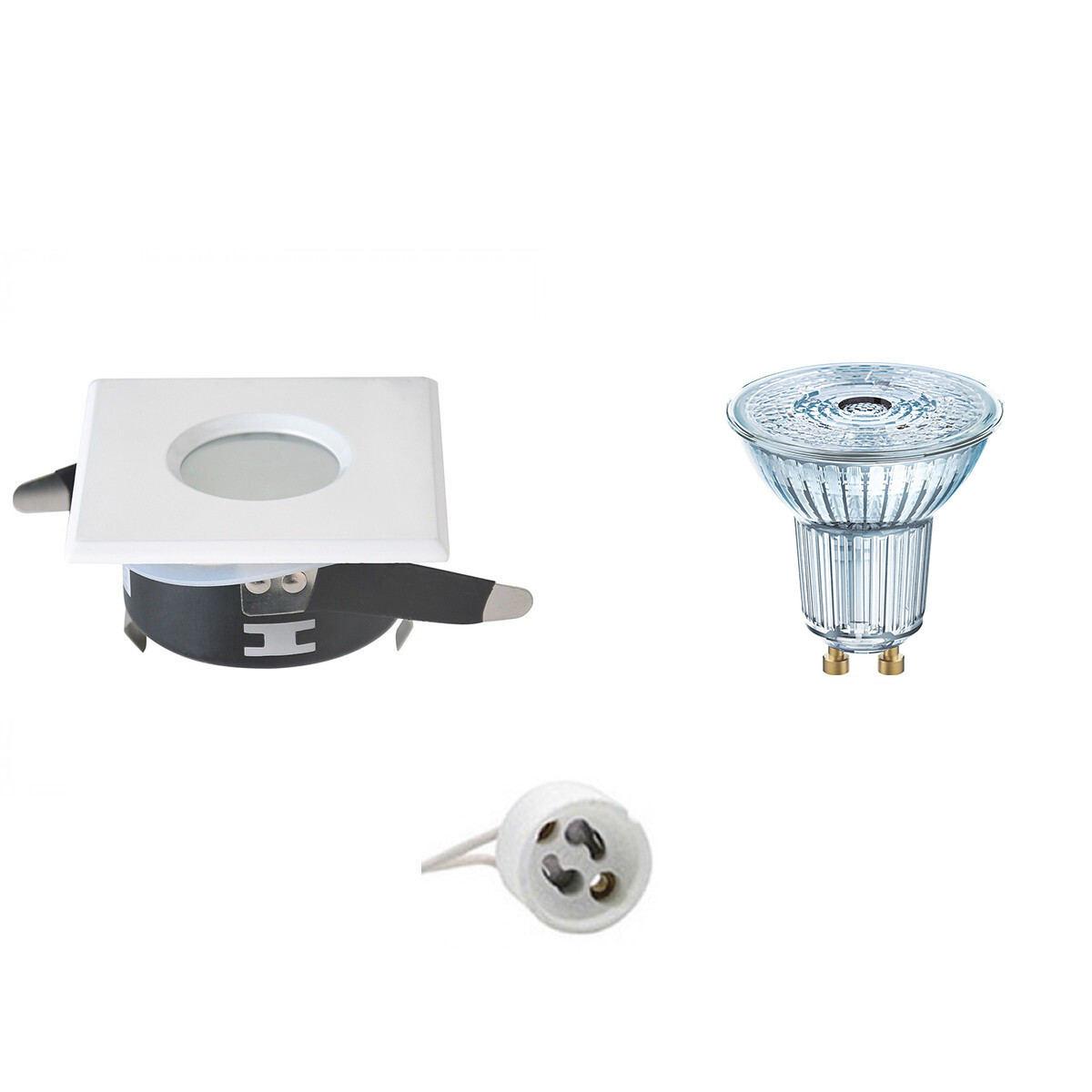 Osram - LED Spot Set - Parathom PAR16 930 36D - GU10 Fitting - Waterdicht IP65 - Dimbaar - Inbouw Vierkant - Mat Wit - 3.7W - Warm Wit 3000K - 82mm