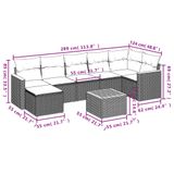 vidaXL 8-delige Loungeset met Kussens, Poly Rattan, Grijs