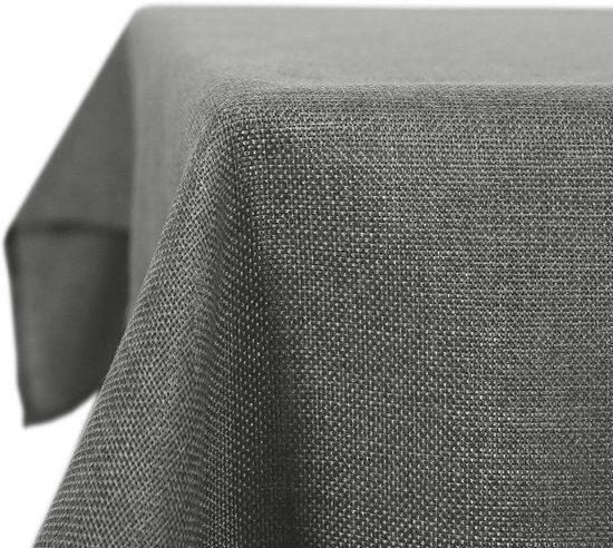 Deconovo Tafelkleed Wasbaar Lotus Effect Linnenlook 240x130 cm Grijs