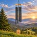 UpBlend Outdoors Windgong voor buiten - 29 inch zwarte windgong buiten, zen tuinklokken voor buiten, tinnen windchime, decoratie windgong voor moeder, oma, geschenken voor haar