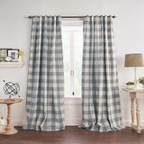 Elrene Home Fashions Boerderij living grainger buffalo-geruit verduisterend gordijn, woonkamer- en slaapkamergordijn met roedezaktabs, 132 x 213 cm, Chambray, 1 Paneel