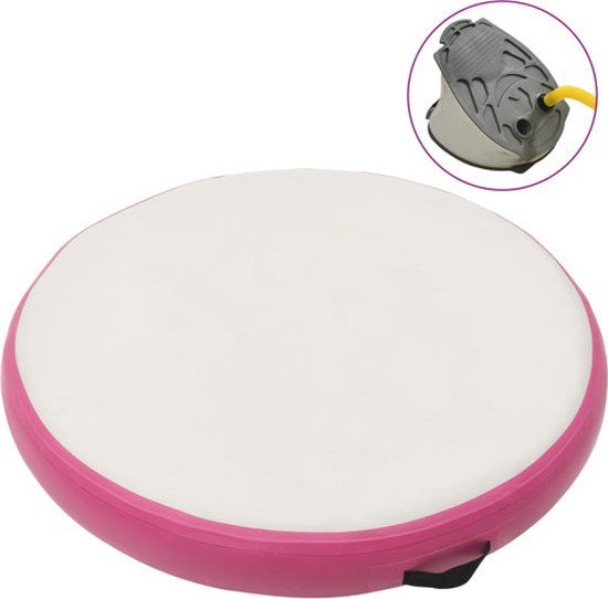 vidaXL Gymnastiekmat met pomp opblaasbaar 100x100x20 cm PVC roze