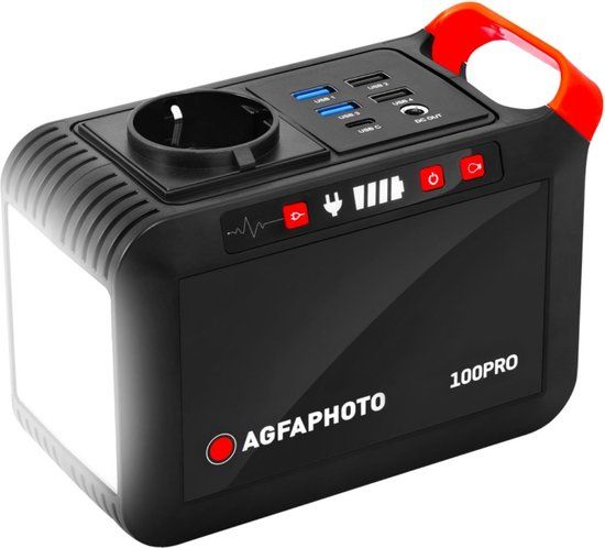 AgfaPhoto Powercube 100 Pro Powerstation - 80W - Zwart/Rood